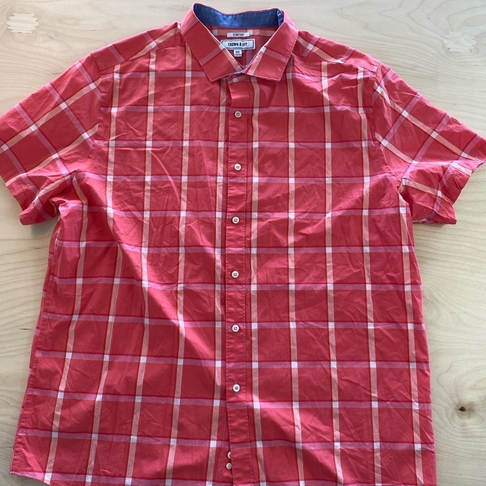 Crown & Ivy Short Sleeve Button Down Shirt size XXL (ES)